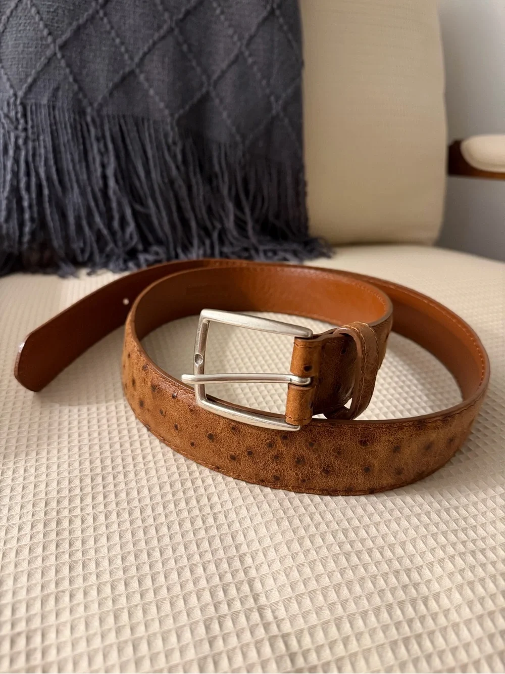 Onward Reserve Ostrich Belt with Silver Buckle